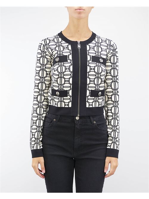 Cropped jacquard logo cardigan Elisabetta Franchi ELISABETTA FRANCHI | Sweater | MK32B47E2E84